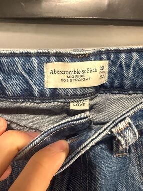 Abercrombie & Fitch Blue Denim Mid Rise 90's Straight Jeans